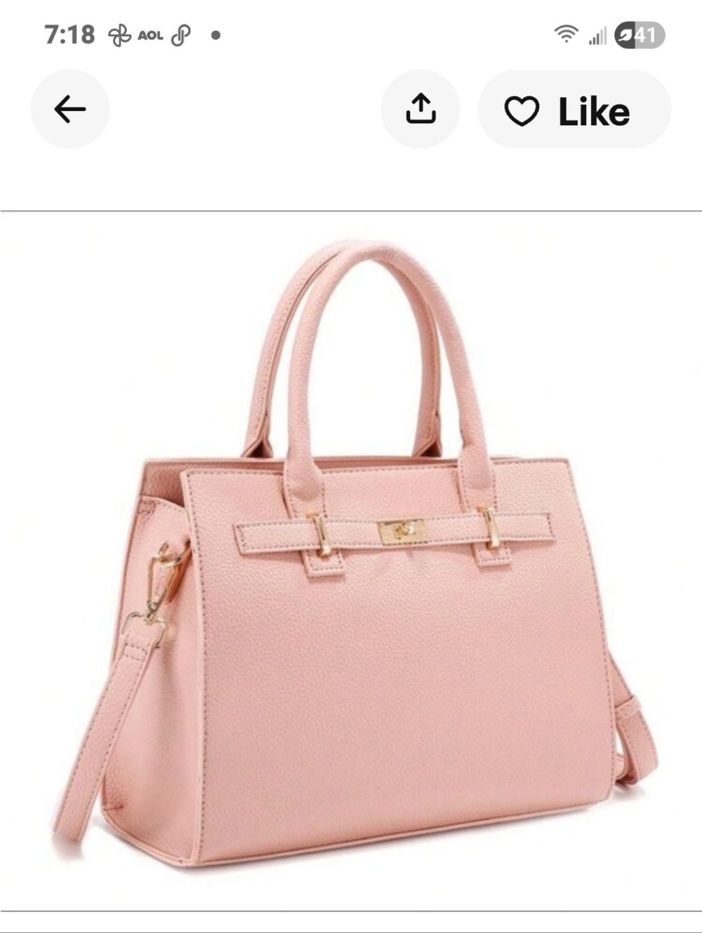 Elegant Pink Structured Tote Bag - Soft Pink